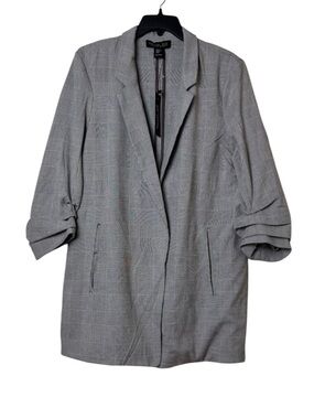 Rachel Zoe Plaid 3/4 Sleeve Open Front Blazer NWT Size XL